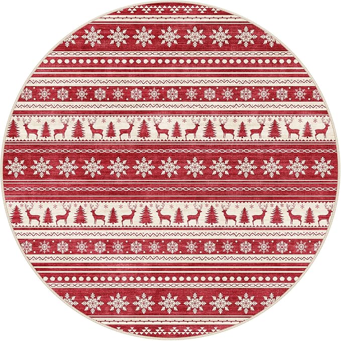 Area Rugs for Living Room Washable Living Room Rug Soft Neutral Indoor Floor Carpet Non-Slip Stain Resistant Modern Boho Rugs for Bedroom Dining Room Kids Room Nursery Office Home Red