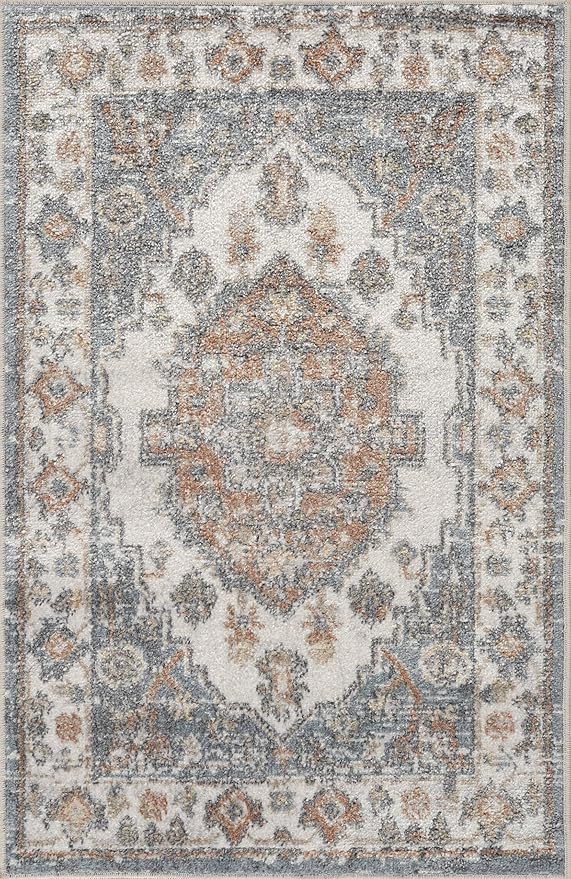 Mark&Day Washable Rugs, 2x4 Edgerton Traditional Burnt Orange Area Rug, Orange Blue Beige Carpet for Living Room, Bedroom or Kitchen (2'3" x 3'9", Machine Washable)