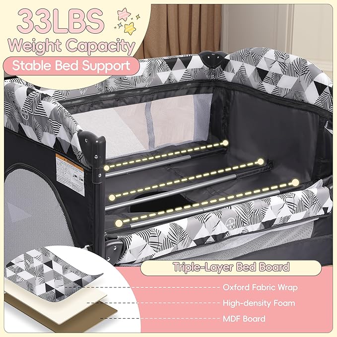 Xilingol 5-in-1 Baby Bassinet Bedside Sleeper, Portable Baby Crib with Diaper Changing Station, Carry Bag, Cosleeper Bassinet Attach to Bed for Newborn to Toddlers