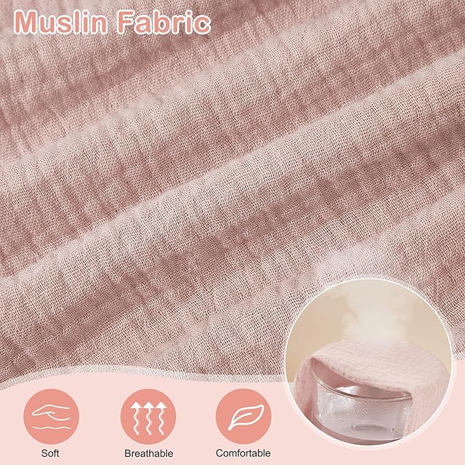 Basumee Muslin Bassinet Sheets for Baby Girl Boy 2 Pack Soft Breathable Baby Bedside Bassinet Fitted Sheets with Bottom Elastic Band 33''x17''x4'' Mattress Cover for Rectangle Oval Hourglass Bassinets
