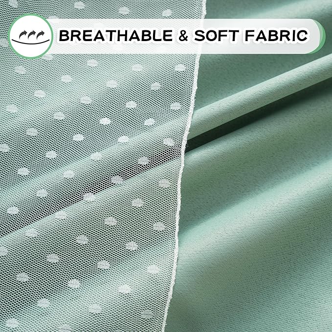MYSKY HOME Curtains for Girls Bedroom & Nursery Kids Green Cute Curtains 63 inch Long Double Layer with Polka Dots Sheer, Grommet Tops, 52" Wide Each Panel, 2 Panels