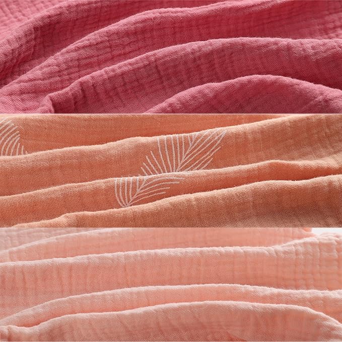 Onacosht Muslin Bassinet Sheets 3 Pack, 100% Cotton Baby Fitted Sheet 33" X 17" for Standard Rectangle Round Oval and Hourglass Bassinet Mattress, Pink and Feather