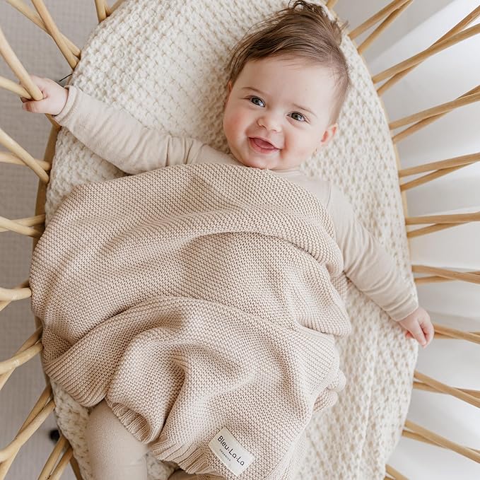 Heritage Knit Organic Receiving Swaddle Blanket for Girls - 100% Luxury Organic Cotton Soft Knit Warm Cozy Cuddle Blanket for Newborns Infants & Toddlers (0-2Yrs - Blush Pink)