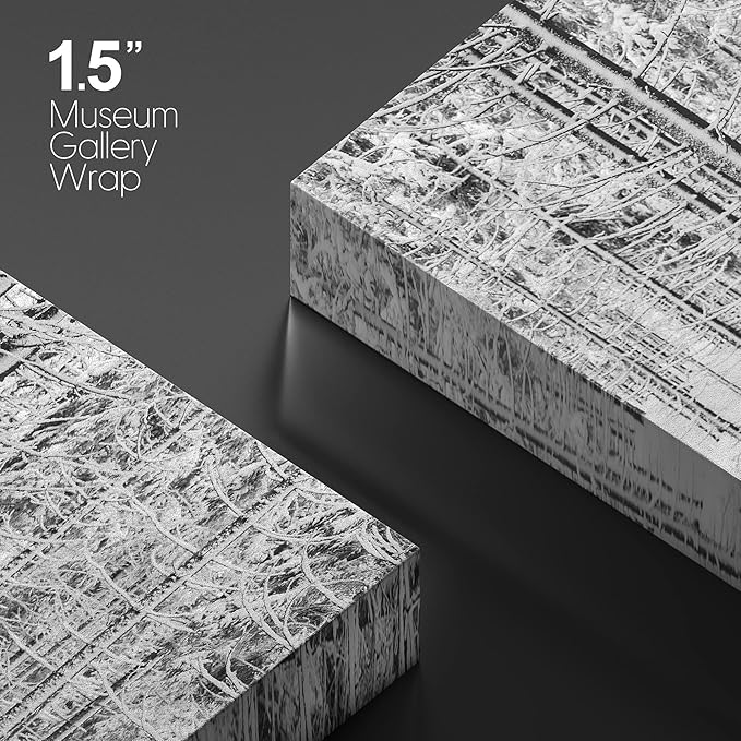 SIGNWIN Canvas Wall Art Winter Snow Covered Birch Trees on The Hillside Nature Forest Modern Art Traditional Scenic Dramatic Black and White for Living Room, Bedroom, Office - 32x48 inches