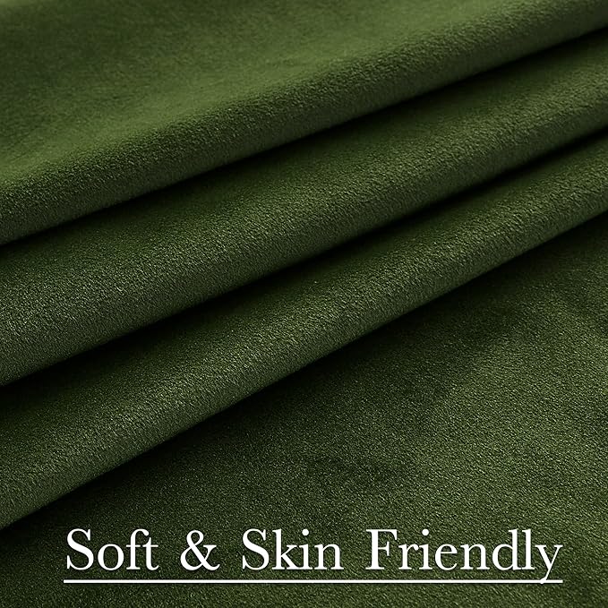 StangH Moss Velvet Curtains 96 inches for Living Room, Luxury Holiday Decor Green Light Blocking Noise Reducing Drapes for Nursery Bedroom, W52 x L96, 2 Panels