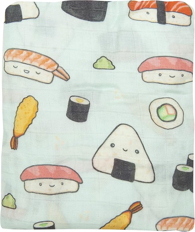 Loulou Lollipop Soft Baby Swaddle Blanket Muslin Wrap Receiving Blanket for Newborn to Toddler Girl and Boy, Large 47” by 47” - Sushi…