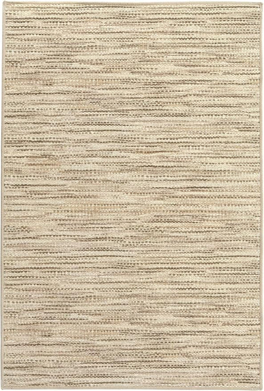 Dash & Albert Clay Natural Machine Washable Rug, 6 X 9 Feet, Natural Stripe Pattern
