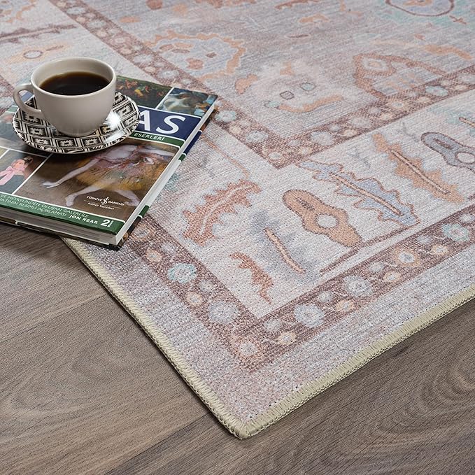 Fame Rugs Brown Modern Oushak Rug 10x13, Vintage Turkish Colorful Oriental Washable Antique Inspired Oversize Area Rugs, Luxury Living Room Bedroom (382MB, 10' x 13')
