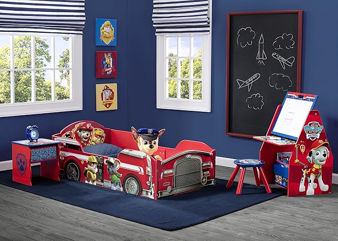 Delta Children Wood Toddler Bed, Nick Jr. PAW Patrol + Serta Perfect Slumber Dual Sided Recycled Fiber Core Toddler Mattress (Bundle)