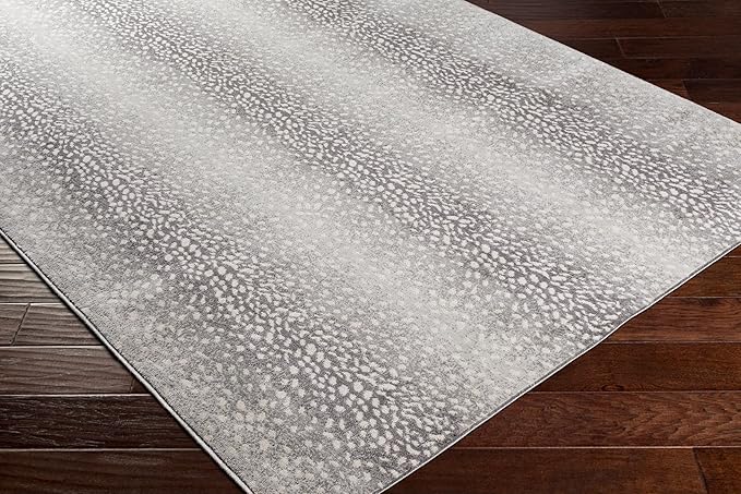 Livabliss Area Rugs - 5x7 Pablo Modern Antelope Print Medium Gray Area Rug for Living Room Bedroom - Animal Theme Non-Shedding Stain Resistant Carpet for Kitchen, Office (5'3" x 7'1")