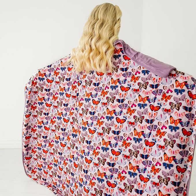 Little Sleepies Cloud Blanket, Soft Viscose from Bamboo Toddler & Baby Blanket for Boys & Girls, Lightweight, Perfect for Hot Sleepers, 50" x 50", Large (Butterfly Kisses)