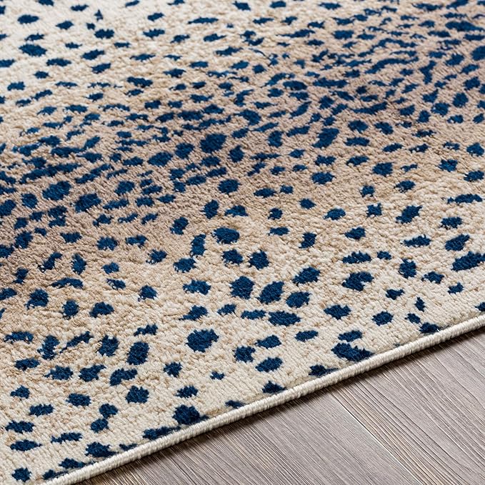 Livabliss Area Rugs - 8x10 Pablo Modern Antelope Print Blue Brown Ivory Area Rug for Living Room Bedroom - Animal Theme Non-Shedding Stain Resistant Large Carpet for Kitchen, Office (7'10" x 10')