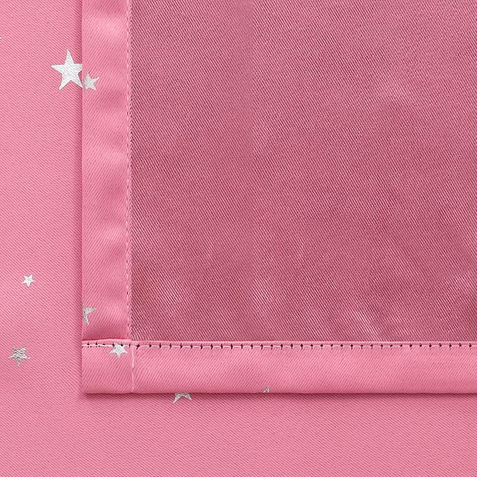 BGment Kids Blackout Curtains for Bedroom, Rod Pocket Room Darkening Curtains Decoration Thermal Insulation Window Drapes for Nursery, Children Room, 2 Panels, Each 52 x 84 Inch, Pink