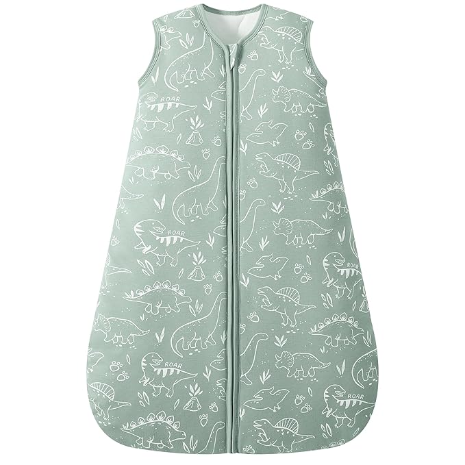 Baby Sleep Sack 12-18 Months, 2.5 TOG Cotton Winter Baby Wearable Blanket with 2-Way Zipper, Warm Soft Sleeping Bag for Toddler Boy Girl, Large Dinosaur