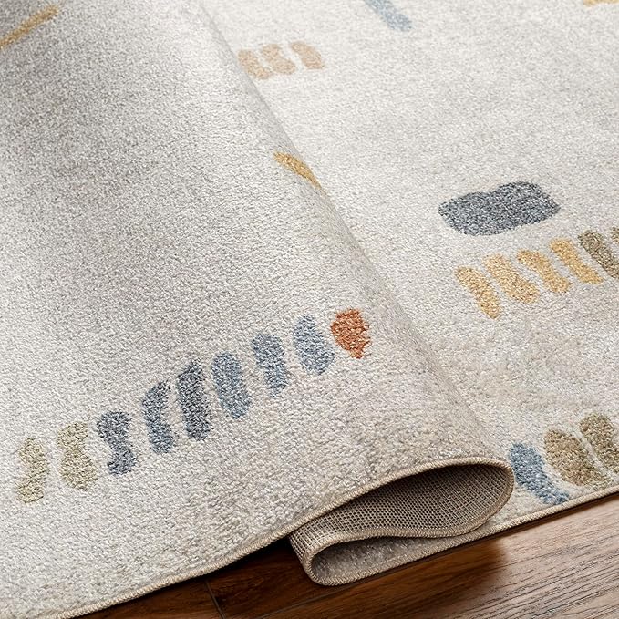 Mark&Day Washable Rugs, 2x4 Elbing Modern Beige Area Rug, Orange Blue Yellow Carpet for Living Room, Bedroom or Kitchen (2'3" x 3'9", Machine Washable)