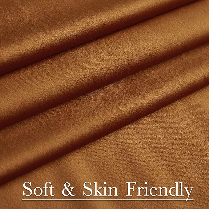 StangH Velvet Curtains 96 inches Long - Burnt Orange Holiday Home Decor Back Tab Blackout Privacy Assured Window Covering for Living Room Sliding Door, W52 x L96, 2 Panels