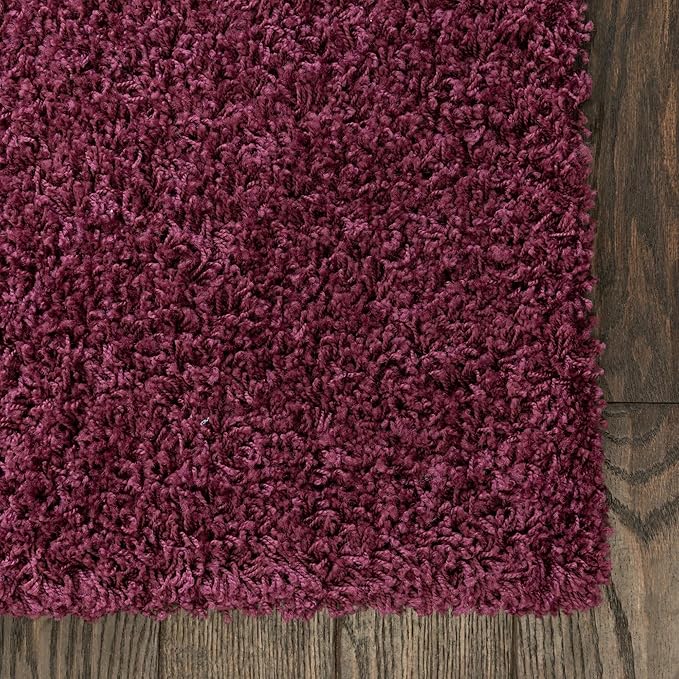Unique Loom Solid Shag Collection Area Rug (2' 7" x 10' Runner, Eggplant Purple)
