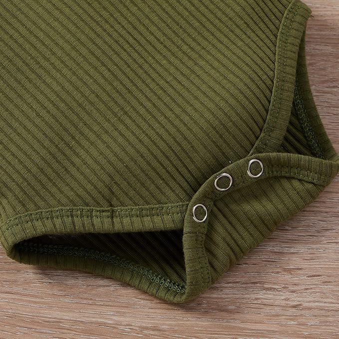Newborn Baby Boy Girl Clothes Ribbed Knitted Cotton Long Sleeve Romper Long Pants Solid Color Fall Winter Outfits