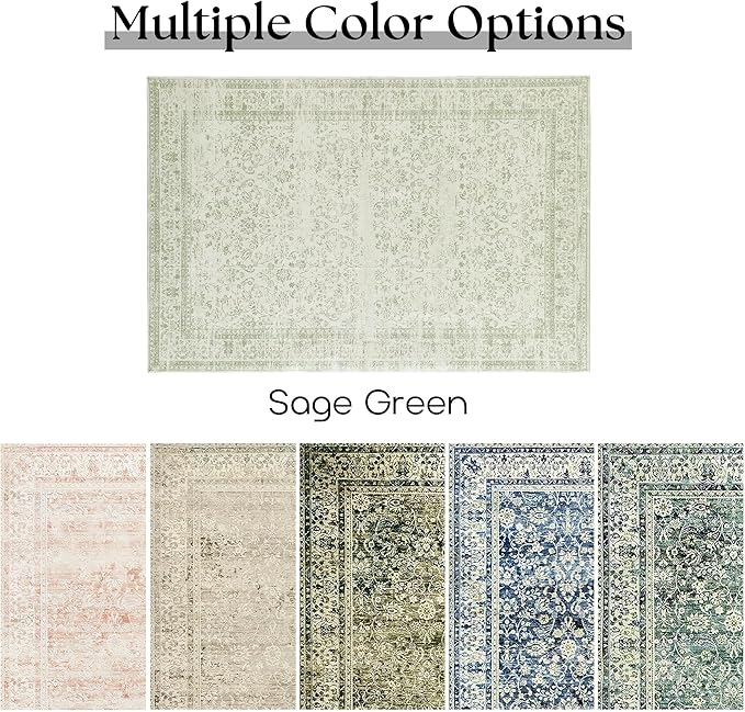 Boho Font Door Mat for Indoor Entrance Washable Non Slip Vintage Floral Aesthetic 3x5 Area Rugs for Entryway Entry,Sage Green