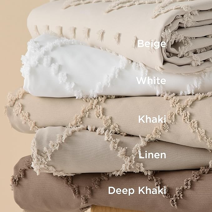 Bedsure Boho Duvet Cover King Size - Boho Bedding, Tufted King Duvet Cover for All Seasons, 3 Pieces Embroidery Shabby Chic Home Bedding,Comforter Not Included (White, 104" x 90")