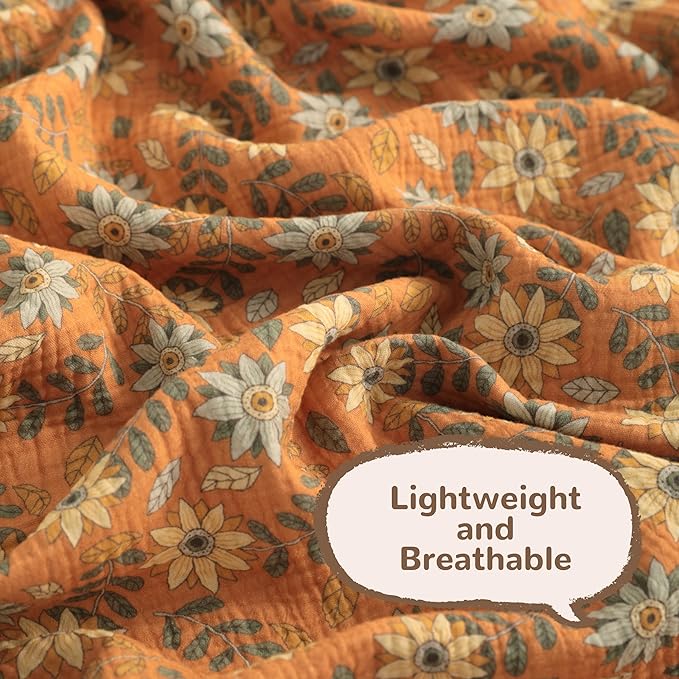 NTBAY 2 Layer Muslin Cotton Baby Swaddle Blanket, 42x60 Soft and Breathable Receiving for Newborns and Infants, Perfect for Crib, Stroller, Travel, Lightweight Nursery Blanket, Vintage Daisy Bloom