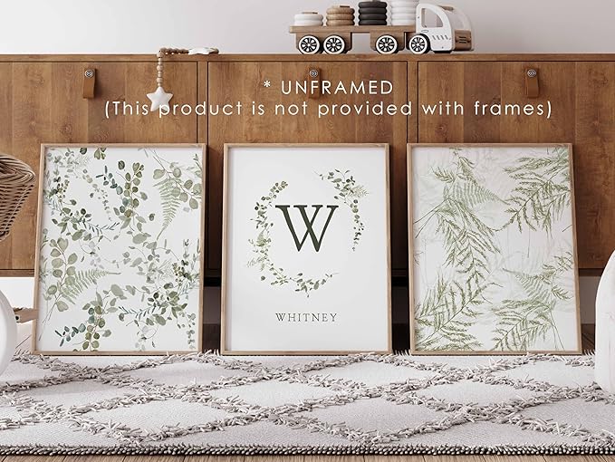 Personalized Name Flower Nursery Wall Art Prints, Crib & Nursery décor, Newborn Baby Girl Gift Present, Floral Baby Girl Room Pictures, Poster For Baby And Kids (3 Prints, Flower 4)