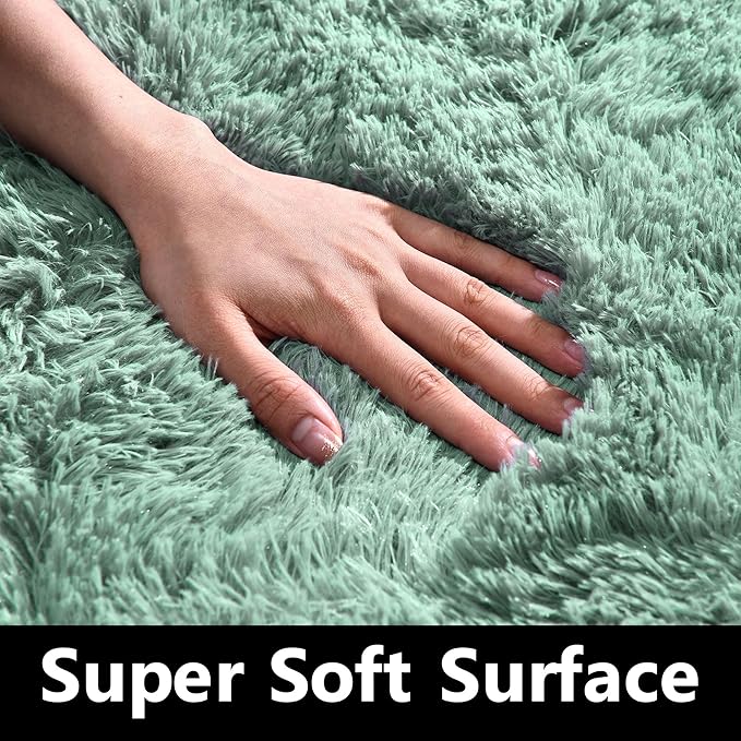 Sage Green Area Rugs 9x12 Living Room - Super Soft Fluffy Rug Non Slip Large 9 by 12 Area Rug for Bedroom Washable