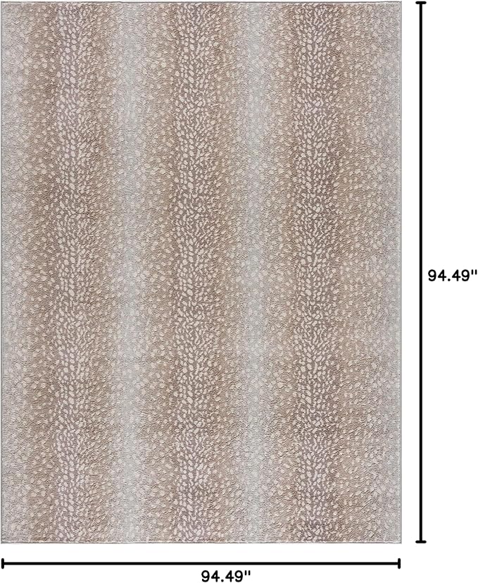 Hauteloom Pointblank Modern Animal Print Area Rug for Living Room, Bedroom - Bohemain Leopard Print Carpet - Contemporary Antelope Print Rug - Gray, Brown, Beige - 7'10" Square Rug