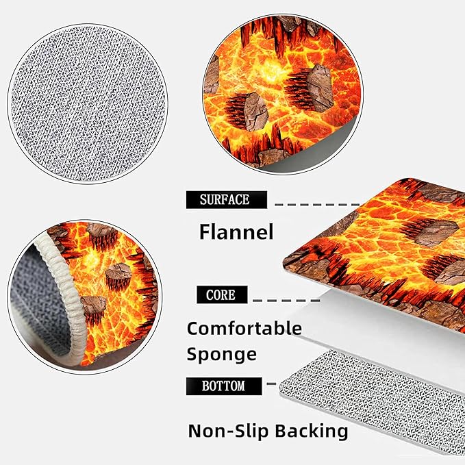Lava Area Rugs5x7ft,3D Visual Illusion Flame Living Room Non-Slip Floor Mat Lava Crackle Print Simulated Rug, Washable Non Slip Stain Resistant for Kids Rooms, Boys' Bedrooms, Game Rooms