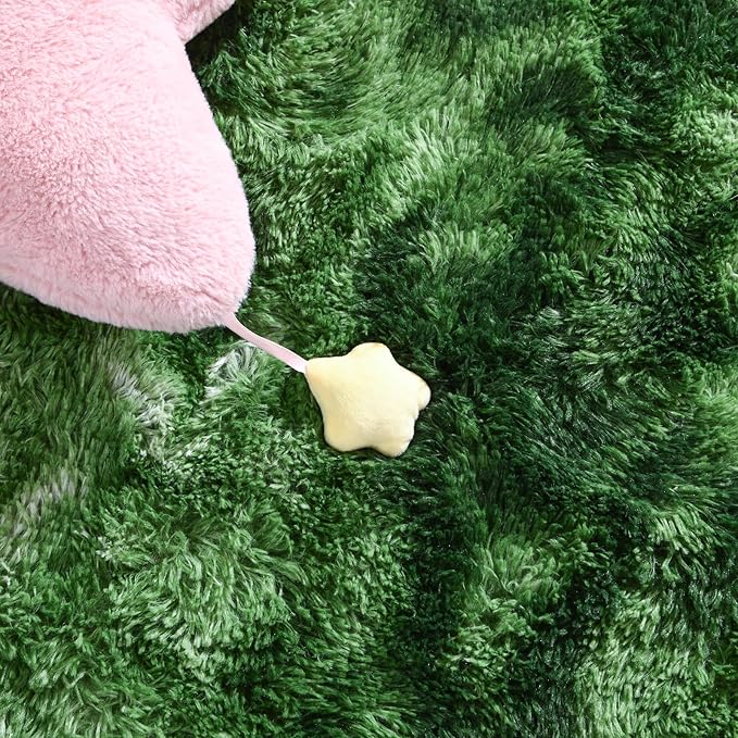 DweIke Fluffy Dark Green Runner Rugs for Bedroom, 2x6 Feet Soft Plush Long Moss Runners for Girls Boys Kids, Non-Slip and Machine Washable Bedside Rug, Small Throw Carpet for Hallway Rooms Decor