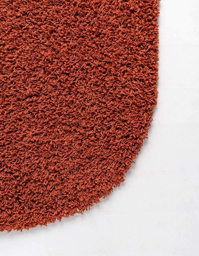 Unique Loom Solid Shag Collection Area Rug (3' 3" x 5' 3" Oval, Terracotta)
