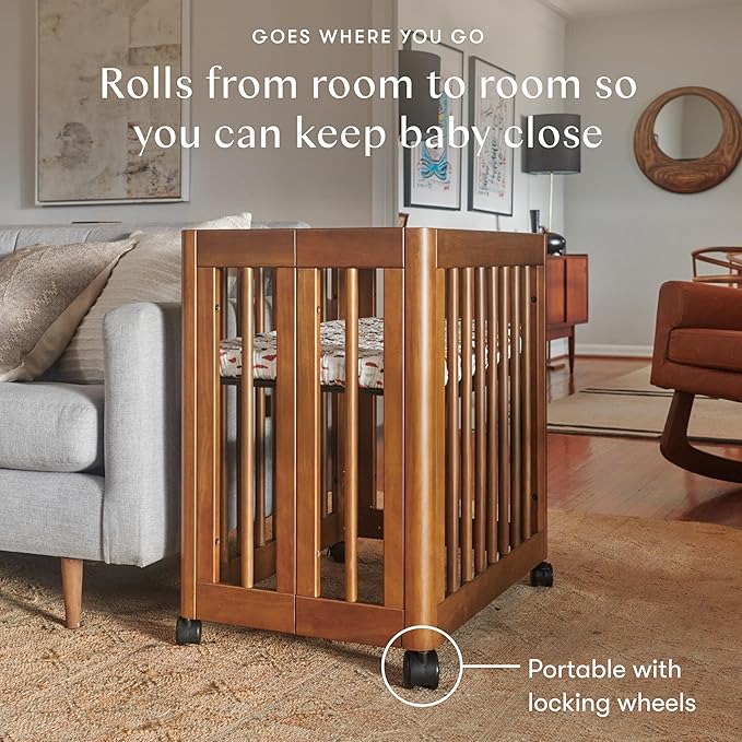 Babyletto Yuzu 8-in-1 Convertible Baby Crib - GREENGUARD Gold - Conversion Kits for Bassinet, Midi & Full-Size Convertible Crib to Toddler Bed, Daybed & Junior Baby Bed - 4 Mattress Heights - Walnut