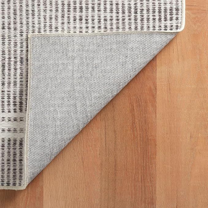 Dash & Albert Malta Blue Machine Washable Rug, 7.5 X 9.5 Feet, Grey Stripe Pattern