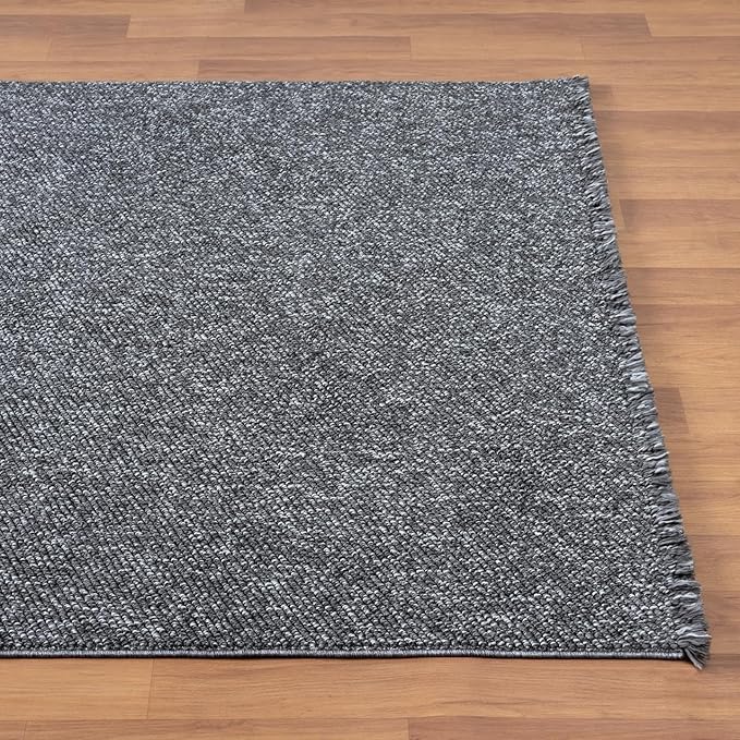 LUXE WEAVERS Solid Machine Woven Smoke 5x7 Area Rug, Indoor Stain-Resistant Carpet
