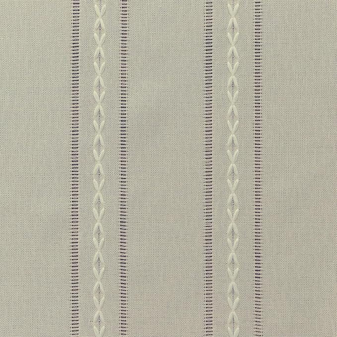 Deeprove Ivory Boho Curtain Valance for Cafe Kitchen Closet Doorway Decor, Sheer Bohemian Farmhouse Cotton Linen Short Panel Tassel Trim Classic Rustic Window Treatments Panel, W52 x L18, 1 Piece