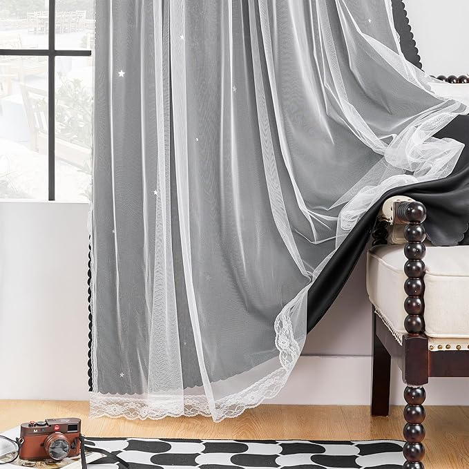 XiDi Black Out Curtains for Girls Bedroom Decor, Ideal for Kids Room with Unicorn Theme, Blackout Curtains for Bedroom Living Room 72 inchs 2 Panel Black