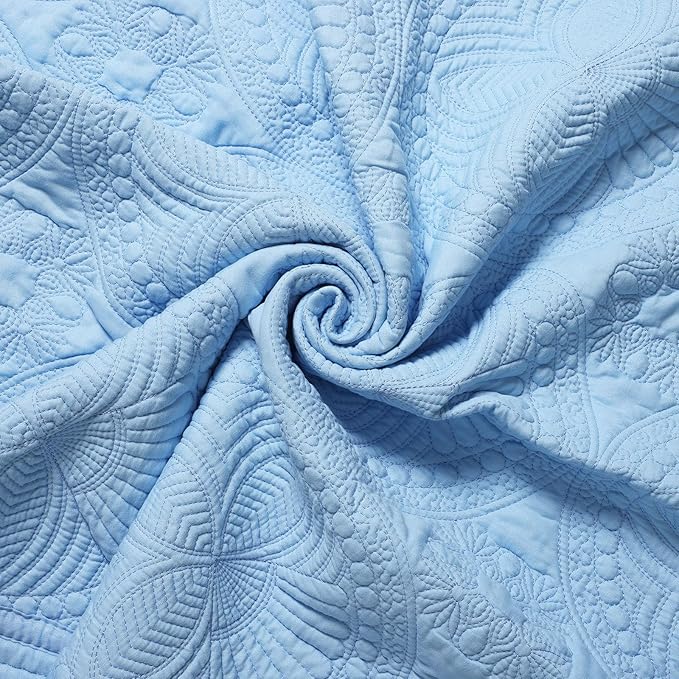 PEACELOVER Embossed Neutral Baby Quilt Durable, Lightweight Baby Blankets Four Seasons for Personlized Monogram Cotton Quilted Blanket Toddler Quilt for Boys and Girls 46x36 Inches (Baby Blue)