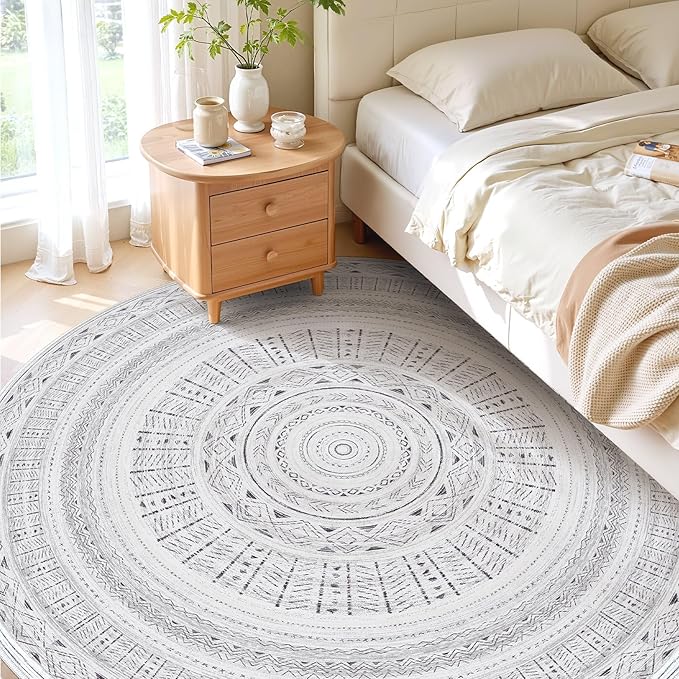Area Rugs for Living Room Washable Living Room Rug Soft Neutral Indoor Floor Carpet Non-Slip Stain Resistant Modern Boho Rugs for Bedroom Dining Room Kids Room Nursery Office Home Dark Grey