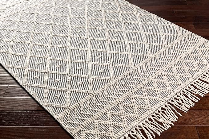Mark&Day Wool Rugs, 9x12 Stevenage Cottage Ivory Area Rug, Ivory Charcoal Carpet for Living Room, Bedroom or Kitchen (8'10" x 12')