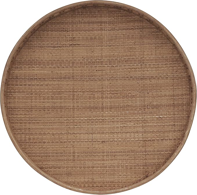 FINECASA Boho Rattan Coffee Table Round, Handwoven Modern Style Round Wicker Coffee Table for Living Room,32x18 '' Brown