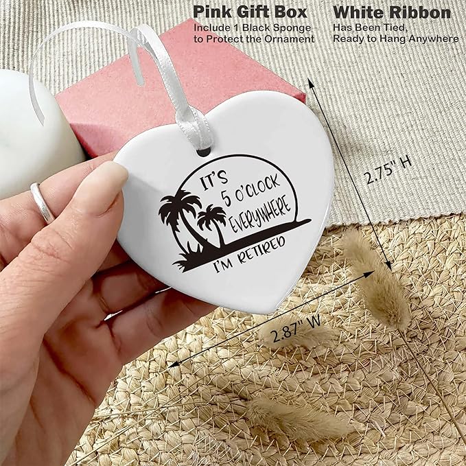 Heart Shaped Christmas Ornament-Goodbye Retirement Leaving Gift for Coworker Boss Leader Teacher-Appreciation Keepsake White Elegant Ornament with Gift Box-Multi Purpose Decor