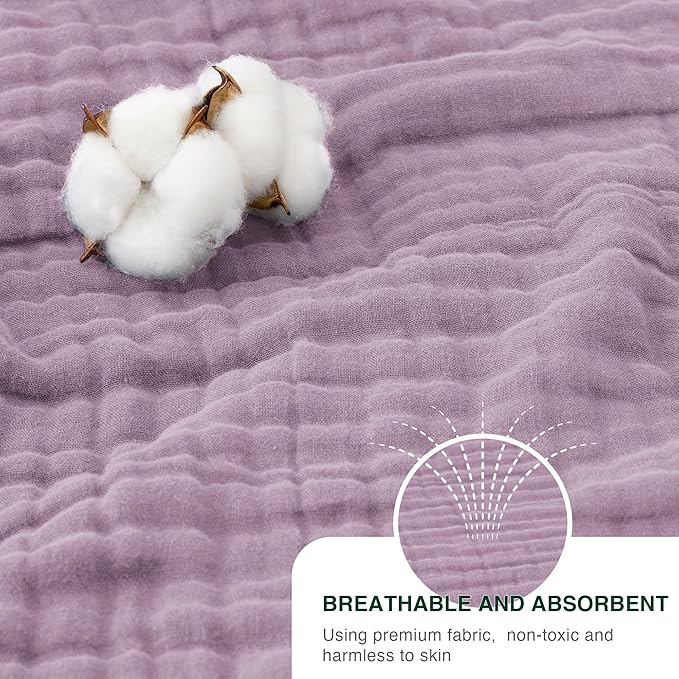 Love's cabin 6 Layer 100% Cotton Muslin Blanket, 108"x90" Muslin King Size Blanket for Bed Couch, Lightweight and Breathable Cotton Gauze for Adult, Lavender