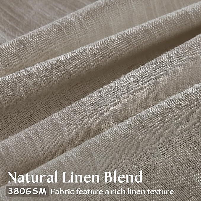 Burlywood Birch Linen Pinch Pleated Curtains 120 Inches Long for Living Room Pleated Drapes Hooks Back Tab Thick Linen Textured Boho Farmhouse Country Extra Long 120 Inch Curtain for Dining Bedroom