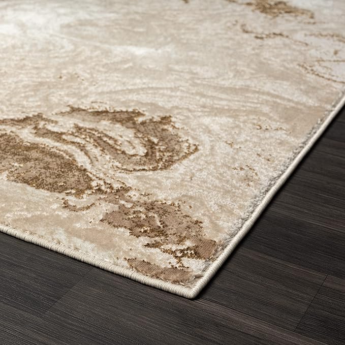 LUXE WEAVERS Marble Swirl Abstract Area Rug, Beige 2x3