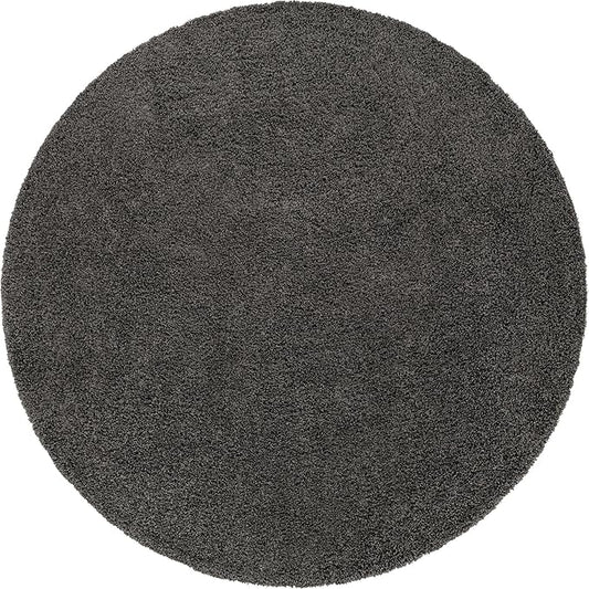 Unique Loom Solid Shag Collection Area Rug (12' 4" Round, Graphite Gray)