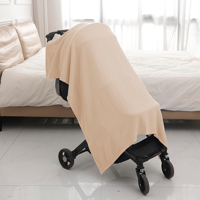 36” X 40” Inches Cooling Baby Waffle Weave Blanket, Ultra-Soft Lightweight Receiving Blanket for Newborn, Breathable Comfortable Baby Swaddle Blanket for Boys and Girls(Oat)
