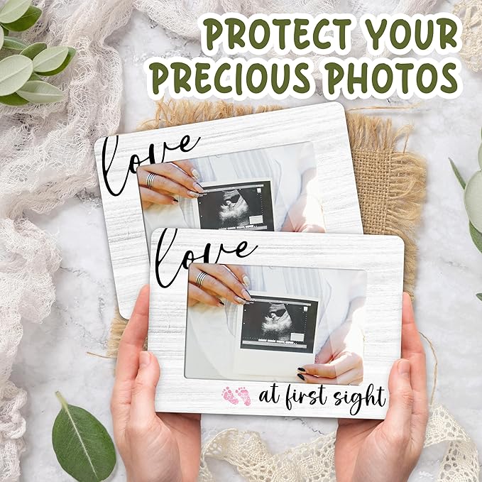 Love at First Sight Baby Picture Frame - Gender Reveal Decorations and Baby Shower Gifts for New Mom Grandparent Pregnancy Announcement Newborn Nursery 4 X 6 Inch Christmas Photo Picture Frame - A06