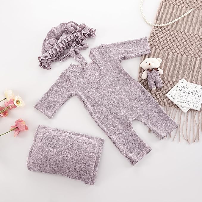 Holibeat Baby Girl Purple Photography Props Super Soft Newborn Girl Photo Shoot Outfits Costumes (Purple)