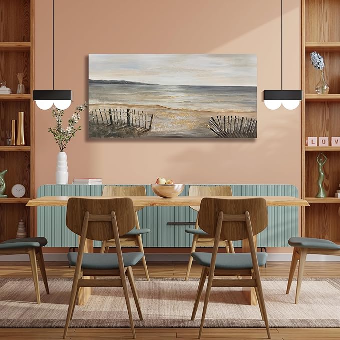 Yuaxker Ocean Large Wall Decor Grey and Gold Wall Art Modern Trendy Art Canvas Paintings Artwork for Living Room, Bedroom, Dining Room Office Decor 30x60 inch