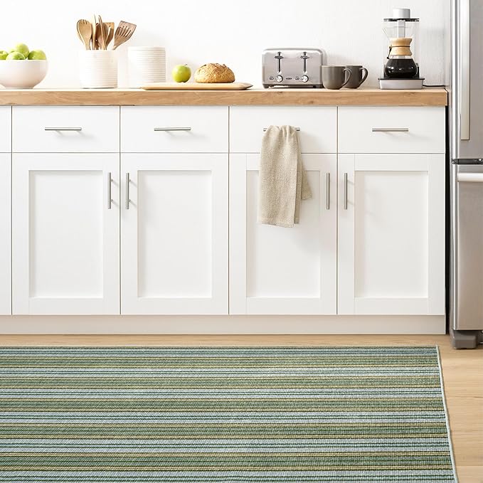 Dash and Albert Caravan Machine Washable Area Rug - 6' x 9' Multicolor Stripe Washable Accent Rug Durable, High Traffic Area Kitchen, Hallway, Bedroom, Stairs